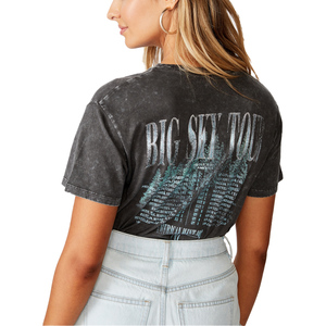 100% coton personnalisé col rond manches courtes fente latérale Tops d'été femmes t-shirt - Product Image 6