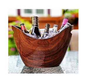 Refroidisseur de bouteille de vin en bois design poignée en acier avec artisanat d'excellente qualité seau à glace personnalisé en gros - Product Image 2