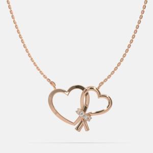 Usine en gros Double coeur 925 bijoux en argent Sterling 2020 femmes mode collier en or Rose - Product Image 2