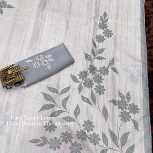 Nouvelle Collection d'été la plus à la mode magnifique couleur fleur imprimé séquence travail léger coton Saree avec chemisier pièce - Product Image 1