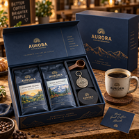 Coffret cadeau de café AT PACK avec sacs de café personnalisés, tasse, porte-clés, aimant de réfrigérateur et emballage haut de gamme pour les torréfacteurs