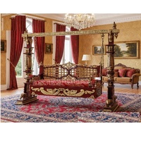 Jhoola en bois de teck de Birmanie, style Maharaja traditionnel, motif paon, style antique indien, pour usage intérieur