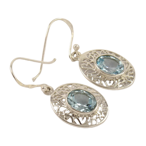 <b>Solid</b> 925 Sterling <b>Silver</b> Natural Blue Topaz Gemstone Handmade <b>Earring</b> Jewelry 925 <b>Silver</b> Jewelry - Product Image 1