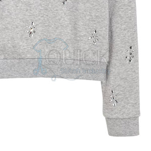 OEM invierno poliéster/algodón mezcla logotipo personalizado strass sudaderas-bajo MOQ alta calidad en stock - Product Image 3