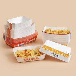 Plateau à collation en papier rectangulaire jetable avec impression colorée, assiettes en papier pour <span class=keywords><strong>saucisse</strong></span>, hot-dog sur bâton, nourriture de rue, collation rapide - Product Image 5