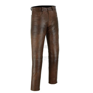 High Quality Breathable Lightweight <b>Leather</b> <b>Men's</b> Mid Straight Casual Eco-Friendly Dark Wash <b>Pants</b> Wholesale Design Your Own - Product Image 4