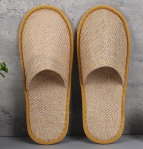 Pantoufles jetables en jute de qualité hôtelière Textile de maison écologique et durable lavable réglable avec des techniques tissées teintées en plaine - Product Image 3