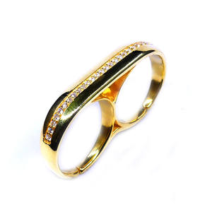 Women's 925 Sterling Silver Classic Two <b>Stone</b> <b>Ring</b> Gold Plated Fashionable Wedding Wear with Unique Design - Product Image 6
