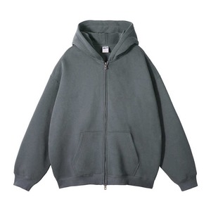 Sweat à capuche zippé personnalisé en coton avec double fermeture à glissière pour hommes logo brodé hiver imprimé broderie vierge personnalisée - Product Image 2