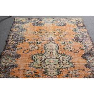 Antiguo naranja marrón 4,7X7,7 pies área grande alfombra turca lana algas marinas Material abstracto rectángulo pasillo diseño látex habitación alfombra - Product Image 4