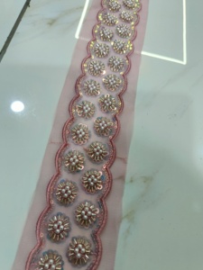 Robe de mariée en dentelle perlée pour conception de robe personnalisée Appliques de dentelle perlée de qualité supérieure pour couture de mariée Style français perlé - Product Image 6