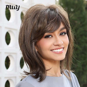 Ellie-DWY Free Part Brown <b>Short</b> Synthetic <b>Wig</b> with Transparent Lace Front Mono Construction - Product Image 1