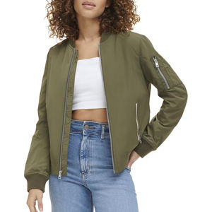 Chaqueta Bomber para mujer Logotipo personalizado Color sólido y diseño Casual Manga larga con cremallera Chaqueta Bomber para mujer - Product Image 6