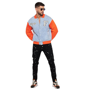Chaqueta universitaria de tendencia superior para hombre, chaqueta de béisbol universitaria de alta calidad, parche bordado de letras personalizado, Color sólido para invierno - Product Image 4