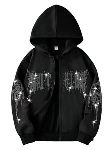 Service OEM Impression de logo personnalisé Sweat-shirts unisexes surdimensionnés en coton lourd Vintage lavés Sweat-shirts à capuche en strass pour hommes - Product Image 6