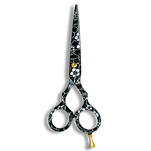 Ciseaux de coiffure pour barbier 5,5 pouces avec repose-doigts réglable en acier métallique, ciseaux de salon de qualité supérieure avec revêtement en papier floral - Product Image 4