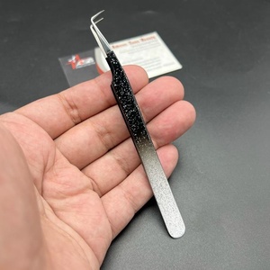 Pinzas para Extensión de Pestañas de Acero Inoxidable Antiestáticas, Duraderas, Hechas a Mano, con Logotipo Personalizado, Color Negro, Blanco, Degradado, Agarre de Diamante, Fibra - Product Image 6