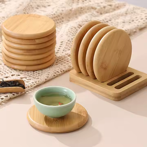 Gran oferta, posavasos redondos de nogal para manualidades de media luna, bandeja de alfombrilla de taza en blanco Natural para bebidas calientes y decoración del hogar - Product Image 3