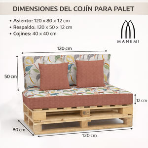 Ensemble de 4 coussins de palette d'extérieur en tissu durable 120x80 + 120x50 cm pour canapé de jardin, épaisseur 12 cm avec housse amovible - Product Image 3