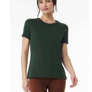 Camiseta Sólida de Punto Acanalado, Camiseta de Estilo Suave para Mujer, Cuello Redondo - Product Image 2