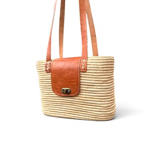 Sac fourre-tout en paille tressée à deux ouvertures, motif floral, style folklorique, pour le printemps, l'été, le quotidien, ou comme cadeau - Product Image 1