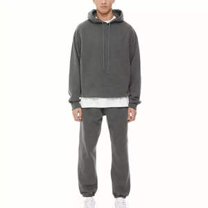 Conjunto Deportivo Informal de Invierno para Hombre, Sudadera con Capucha y Pantalones Jogger de Felpa, Color Gris Carbón, Estilo Deportivo, Venta al por Mayor - Product Image 4