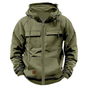 เสื้อแขนยาววินเทจสำหรับผู้ชายมีซิปครึ่งกระเป๋าและหลายกระเป๋าสำหรับชุดทำงานกลางแจ้งฤดูหนาว - Product Image 6