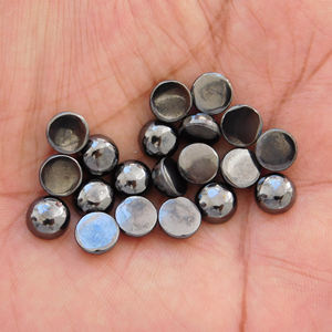 Hematita Natural, Cabujón Redondo de 4x4 mm, Todos los Tamaños Disponibles, Parte Posterior Plana, Piedra para Fabricación de Joyas, Gemas Sueltas - Product Image 2