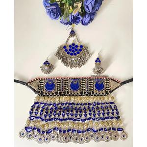 Collar Geométrico de Diamantes Tribales Culturales Afganos Hecho a Mano, Accesorio de Moda Étnico Vintage para Mujer, Eventos Tradicionales, Fiesta - Product Image 1