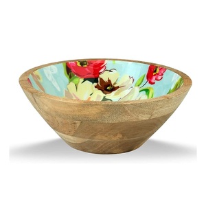 Bol de service de légumes dernier cri utilisé pour la vaisselle en vrac fabricant impression numérique bols en bois de mangue - Product Image 6