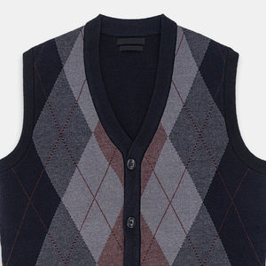 Pull pour homme personnalisable Pull sans manches à boutons sur le devant Gris marine Motif solide Respirant Anti-rides Tenue d'hiver Coton - Product Image 2