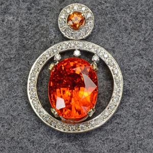 Bague en diamant Spessartite pendentif en argent sterling 925 massif pour bijoux de mode pour femmes saphir orange diamant taille ovale - Product Image 4