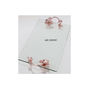 Plateau de service en bois avec poignées en forme de feuille Décoration de vaisselle en gros de luxe Plateau de service fantaisie Plateau de table basse à vendre - Product Image 4