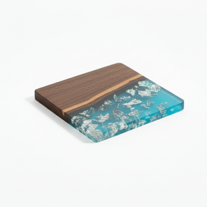 Ensemble de sous-verres en bois et résine imprimés découpés à la main, durables, avec des formes personnalisables |   Protection de table résistante à la chaleur pour la maison - Product Image 5