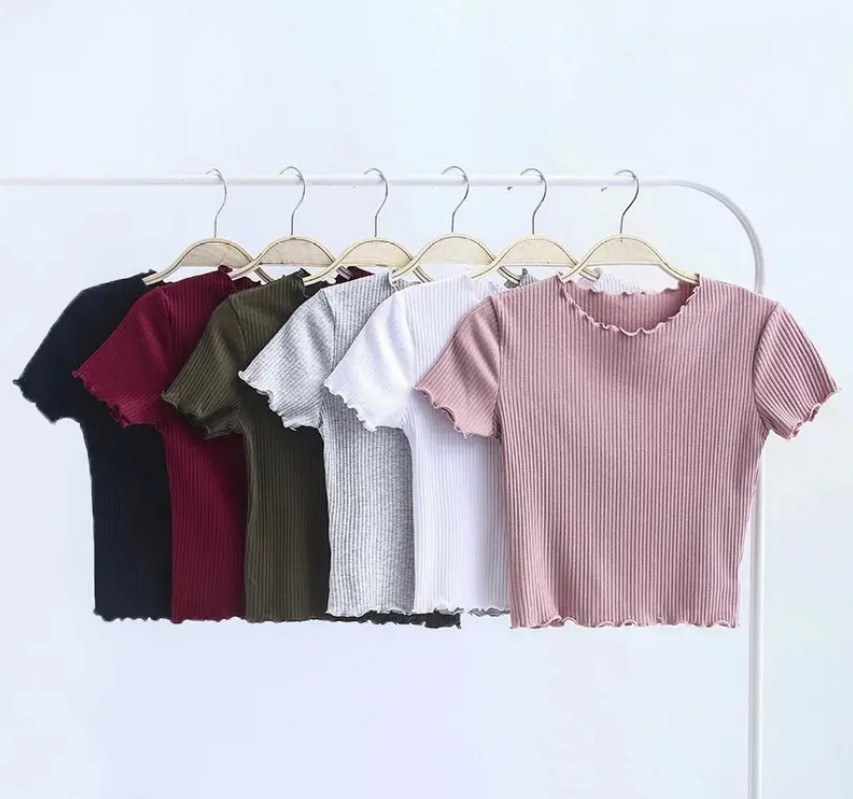 New Fashion Slim-fit Solid Wholesale Tops for Women T-shirt Women's T-shirts