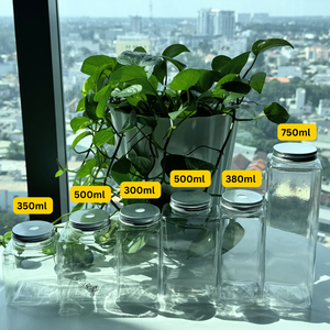 Tarro de comida de plástico PET cuadrado y rectangular tapa de aluminio varios tamaños para té de la leche jugo cerveza para el hogar comercial TINH DIEU - Product Image 1