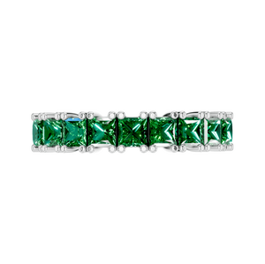 Bague intemporelle en or blanc ou argent avec émeraude taille princesse sertie à griffes, en métal précieux de qualité supérieure, pierre naturelle 2 carats - Product Image 4