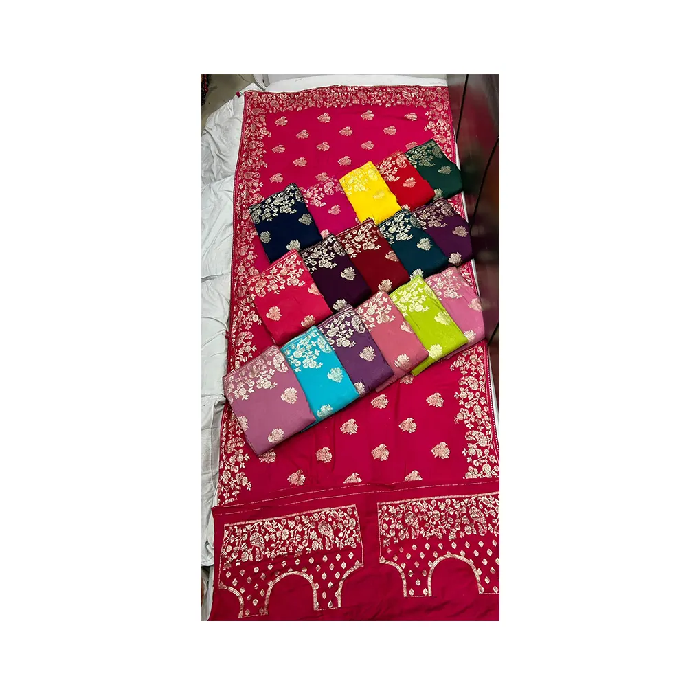 Mới đến thiết kế hiện đại Dola lụa weving zekart banarshi sarees cho phụ nữ có sẵn với giá bán buôn