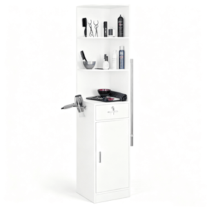 1 Door 1 Drawer 3-Tier Corner Salon Cabinet 75.2\" H Matt White 15mm E0 Grade Particleboard Multipurpose Storage Furniture new - Product Image 3