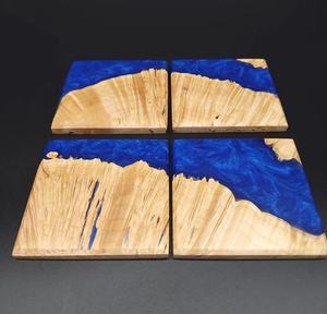Offre Spéciale bois d'acacia et résine 10X10 cm 4 pouces sous-verres pour boisson hôtel et restaurant fournitures Unique décoration de table dessous de verre - Product Image 4