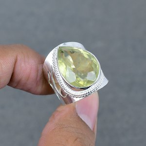 Joyería Bohemia chapada en plata de latón de la mejor calidad, diseño de pedido personalizado, anillo en forma de pera, anillos finos de piedras preciosas de topacio limón Natural - Product Image 3