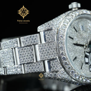 Montre en diamant moissanite blanche glacée, édition limitée, fabrication indienne, style hip-hop bling, disponible - Product Image 3