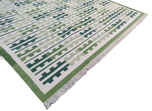 Alfombra Dhurrie con estampado de algodón bordado hecho a mano indio de alta calidad, alfombra multicolor, alfombras tejidas planas para decoración del hogar - Product Image 5