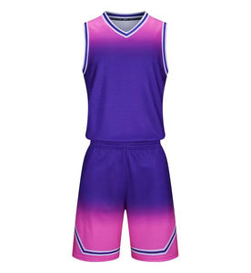 Ensemble de maillots de basket-ball en polyester respirant 170GSM personnalisé Uniforme de couleur blanc et bleu réversible par sublimation pour les sports d'équipe - Product Image 3