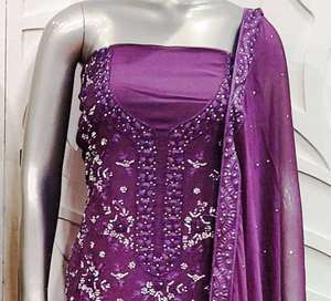 Designer moderne non cousu brodé à la main beaux costumes de qualité supérieure mode indienne traditionnelle Salwar Kameez - Product Image 3