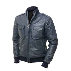 Veste en cuir décontractée d'hiver pour hommes, vêtements en tissu de haute qualité à coupe ajustée - Product Image 1