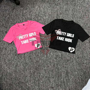 Camisetas de Manga Corta para Mujer, Tallas Grandes, Bonitas, de Algodón, Camisetas Personalizadas, Servicio OEM - Product Image 4