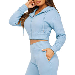 Ensemble de survêtement unisexe pour femme, en molleton de haute qualité, respirant, imprimé, décontracté, à capuche, en deux pièces, avec fermeture éclair - Product Image 3