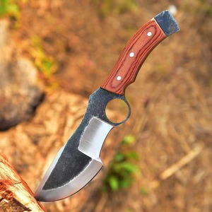 Traqueur de chasse en acier au carbone fait à la main couteaux à lame fixe poignée parfaite manche en bois gaine en cuir gratuite camping, couteau d'extérieur - Product Image 5