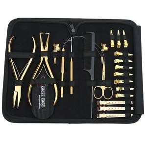 Kit complet d'outils pour extensions capillaires avec pince à micro-perles plates, ouvre-perles, outil de retrait, crochet à boucle, ciseaux et pinces de sectionnement - Product Image 1